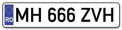 Placuta inmatriculare numar auto  MH-666-ZVH, MH 666 ZVH, MH666ZVH
