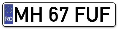 Placuta inmatriculare numar auto  MH-67-FUF, MH 67 FUF, MH67FUF