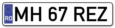 Placuta inmatriculare numar auto  MH-67-REZ, MH 67 REZ, MH67REZ