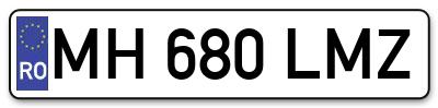 Placuta inmatriculare numar auto  MH-680-LMZ, MH 680 LMZ, MH680LMZ
