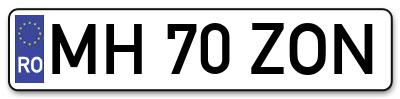 Placuta inmatriculare numar auto  MH-70-ZON, MH 70 ZON, MH70ZON