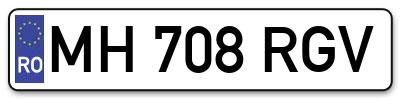 Placuta inmatriculare numar auto  MH-708-RGV, MH 708 RGV, MH708RGV