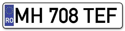 Placuta inmatriculare numar auto  MH-708-TEF, MH 708 TEF, MH708TEF