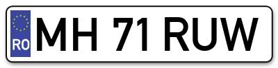 Placuta inmatriculare numar auto  MH-71-RUW, MH 71 RUW, MH71RUW