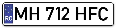 Placuta inmatriculare numar auto  MH-712-HFC, MH 712 HFC, MH712HFC