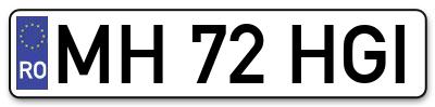 Placuta inmatriculare numar auto  MH-72-HGI, MH 72 HGI, MH72HGI