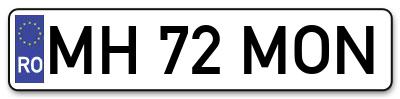 Placuta inmatriculare numar auto  MH-72-MON, MH 72 MON, MH72MON