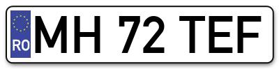 Placuta inmatriculare numar auto  MH-72-TEF, MH 72 TEF, MH72TEF
