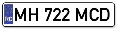 Placuta inmatriculare numar auto  MH-722-MCD, MH 722 MCD, MH722MCD