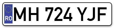 Placuta inmatriculare numar auto  MH-724-YJF, MH 724 YJF, MH724YJF