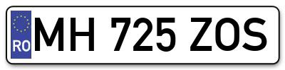 Placuta inmatriculare numar auto  MH-725-ZOS, MH 725 ZOS, MH725ZOS