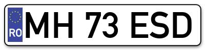 Placuta inmatriculare numar auto  MH-73-ESD, MH 73 ESD, MH73ESD