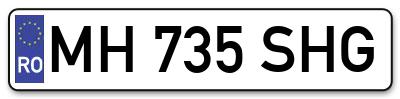 Placuta inmatriculare numar auto  MH-735-SHG, MH 735 SHG, MH735SHG