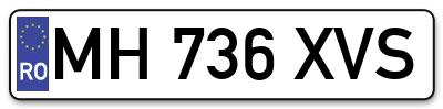Placuta inmatriculare numar auto  MH-736-XVS, MH 736 XVS, MH736XVS