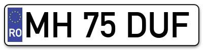 Placuta inmatriculare numar auto  MH-75-DUF, MH 75 DUF, MH75DUF