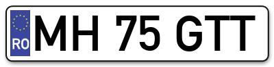 Placuta inmatriculare numar auto  MH-75-GTT, MH 75 GTT, MH75GTT
