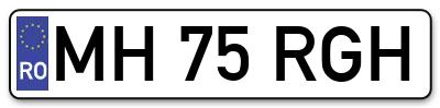 Placuta inmatriculare numar auto  MH-75-RGH, MH 75 RGH, MH75RGH