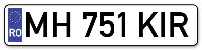 Placuta inmatriculare numar auto  MH-751-KIR, MH 751 KIR, MH751KIR
