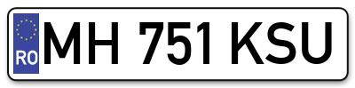Placuta inmatriculare numar auto  MH-751-KSU, MH 751 KSU, MH751KSU