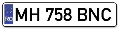 Placuta inmatriculare numar auto  MH-758-BNC, MH 758 BNC, MH758BNC