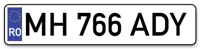 Placuta inmatriculare numar auto  MH-766-ADY, MH 766 ADY, MH766ADY