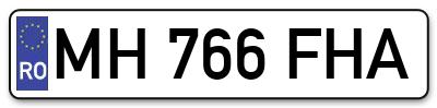Placuta inmatriculare numar auto  MH-766-FHA, MH 766 FHA, MH766FHA