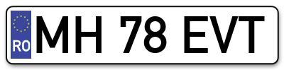 Placuta inmatriculare numar auto  MH-78-EVT, MH 78 EVT, MH78EVT