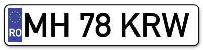 Placuta inmatriculare numar auto  MH-78-KRW, MH 78 KRW, MH78KRW