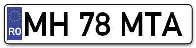 Placuta inmatriculare numar auto  MH-78-MTA, MH 78 MTA, MH78MTA