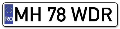 Placuta inmatriculare numar auto  MH-78-WDR, MH 78 WDR, MH78WDR