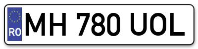 Placuta inmatriculare numar auto  MH-780-UOL, MH 780 UOL, MH780UOL