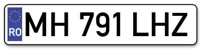 Placuta inmatriculare numar auto  MH-791-LHZ, MH 791 LHZ, MH791LHZ