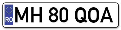 Placuta inmatriculare numar auto  MH-80-QOA, MH 80 QOA, MH80QOA