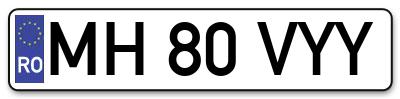 Placuta inmatriculare numar auto  MH-80-VYY, MH 80 VYY, MH80VYY
