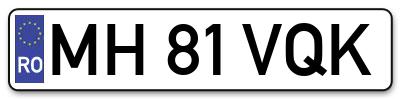 Placuta inmatriculare numar auto  MH-81-VQK, MH 81 VQK, MH81VQK