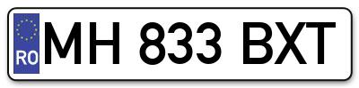 Placuta inmatriculare numar auto  MH-833-BXT, MH 833 BXT, MH833BXT