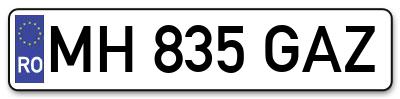 Placuta inmatriculare numar auto  MH-835-GAZ, MH 835 GAZ, MH835GAZ