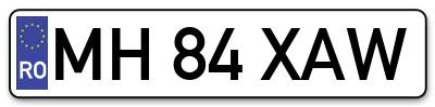 Placuta inmatriculare numar auto  MH-84-XAW, MH 84 XAW, MH84XAW