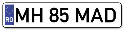 Placuta inmatriculare numar auto  MH-85-MAD, MH 85 MAD, MH85MAD