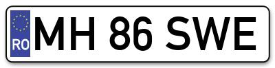 Placuta inmatriculare numar auto  MH-86-SWE, MH 86 SWE, MH86SWE