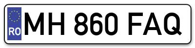 Placuta inmatriculare numar auto  MH-860-FAQ, MH 860 FAQ, MH860FAQ