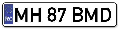 Placuta inmatriculare numar auto  MH-87-BMD, MH 87 BMD, MH87BMD