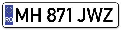 Placuta inmatriculare numar auto  MH-871-JWZ, MH 871 JWZ, MH871JWZ
