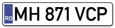 Placuta inmatriculare numar auto  MH-871-VCP, MH 871 VCP, MH871VCP