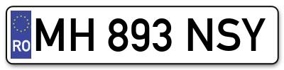 Placuta inmatriculare numar auto  MH-893-NSY, MH 893 NSY, MH893NSY