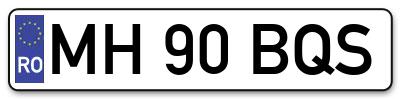Placuta inmatriculare numar auto  MH-90-BQS, MH 90 BQS, MH90BQS