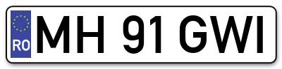 Placuta inmatriculare numar auto  MH-91-GWI, MH 91 GWI, MH91GWI