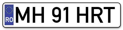 Placuta inmatriculare numar auto  MH-91-HRT, MH 91 HRT, MH91HRT