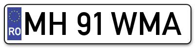 Placuta inmatriculare numar auto  MH-91-WMA, MH 91 WMA, MH91WMA