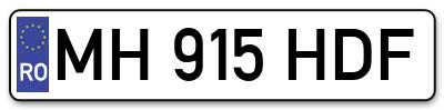 Placuta inmatriculare numar auto  MH-915-HDF, MH 915 HDF, MH915HDF